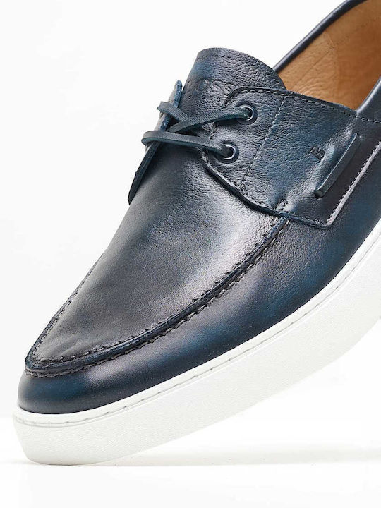Δερμάτινα Ανδρικά Boat Shoes σε Μπλε Χρώμα