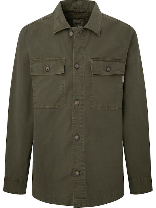 Lele Long Sleeve Denim Overshirt in Regular Fit Green