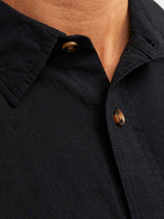 Langärmlig Leinen Hemd Black