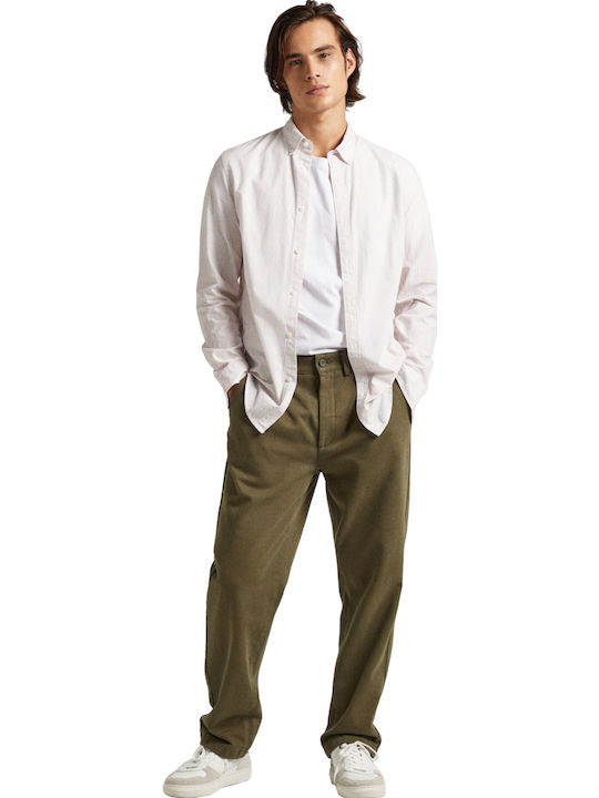 Long Sleeve Cotton Shirt in Narrow Fit White