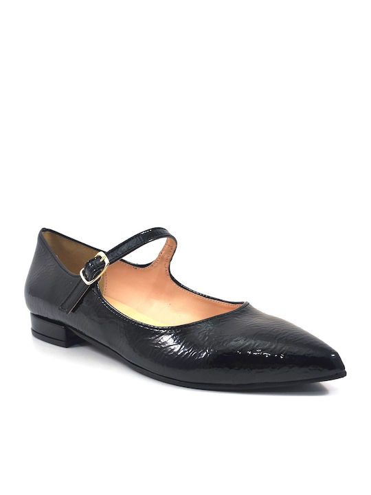 Γυναικείες Μπαλαρίνες από Λουστρίνι σε Μαύρο Χρώμα