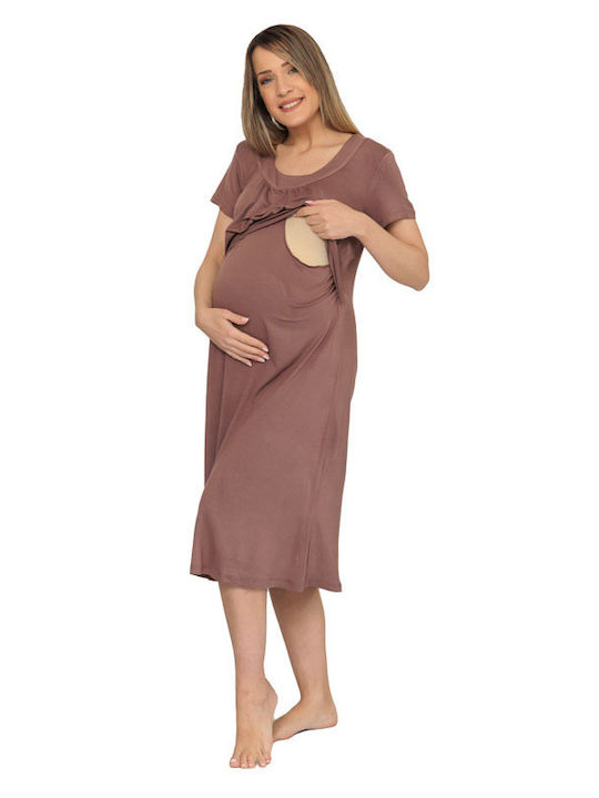 Angel's Secret Nightgown Maternity & Nursing Brown