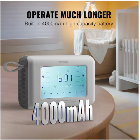Vevor Pompa de sân dublă electrică Funcționează cu baterie Alb 180ml