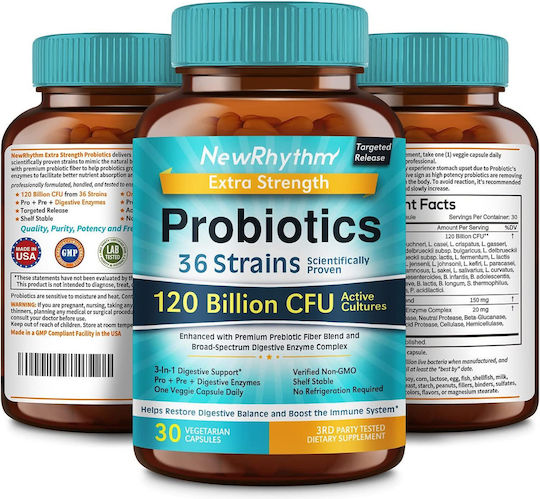 NewRhythm Probiotice 120 Miliarde Supliment cu Probiotice 30 Capsule Pe Bază De Plante