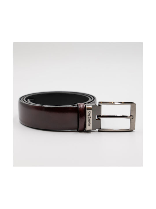 Guy Laroche Men's Leather Belt Burgundy