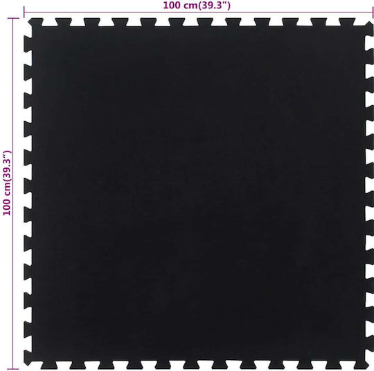 vidaXL Boden Puzzle Fitnessstudio Schwarz 100x100cm 1Stück