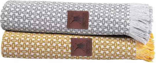 Greenwich Polo Club 3921 Cuverturi Pentru Canapea 2 Locuri Jacquard 180x250cm Gri - Bej