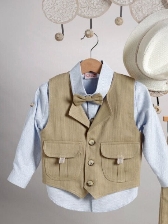 New Life Taufkleidung für Jungen Beiges Anzug Set 6 Stück