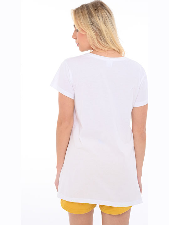 Women's Summer Blouse Cotton Short Sleeve White