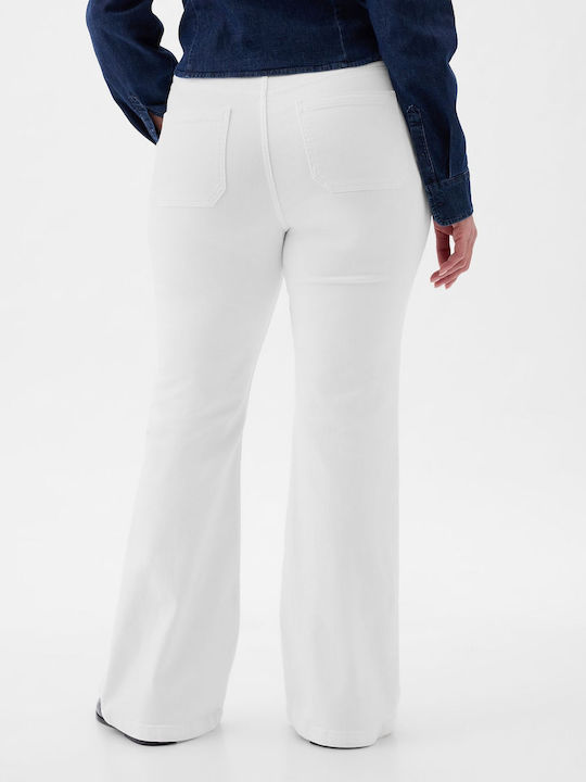 '70s Hoch tailliert Damenjeans Schlaghose in Schlanker Passform Weiß