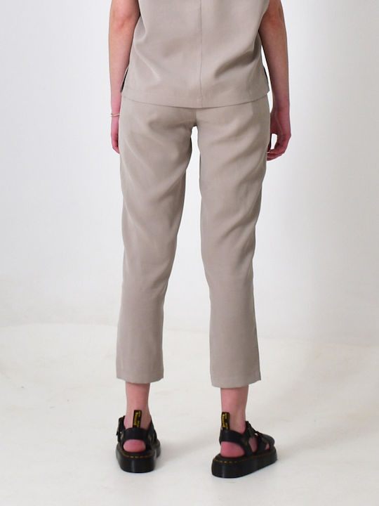 Lotus Eaters Women's Fabric Trousers in Straight Line Beige