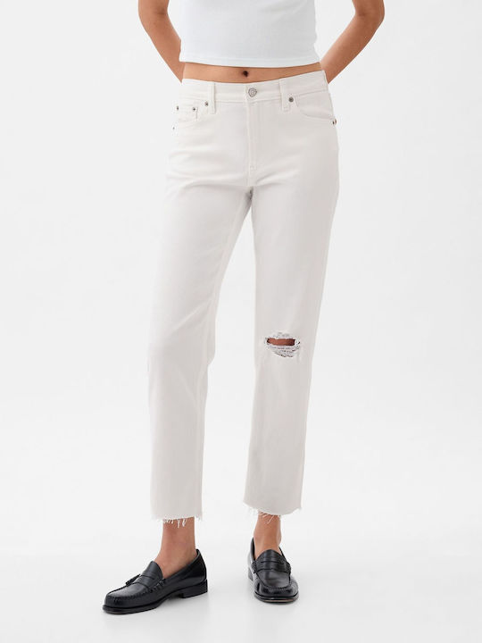 Hoch tailliert Damenjeans in Gerader Linie Optic White