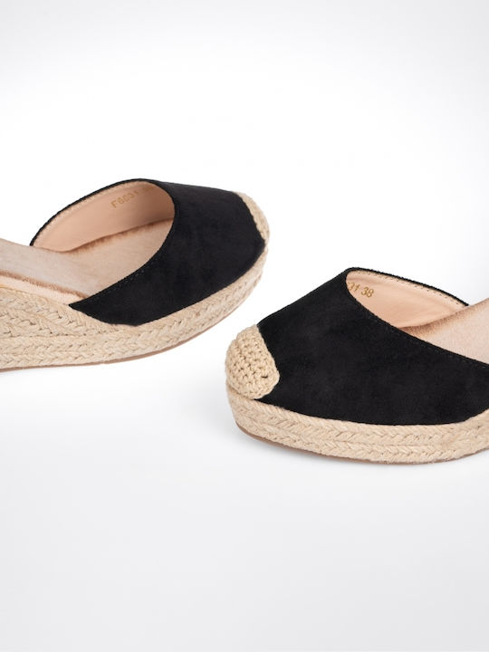 Issue Fashion Damenplattformen im Espadrilles-Stil Schwarz