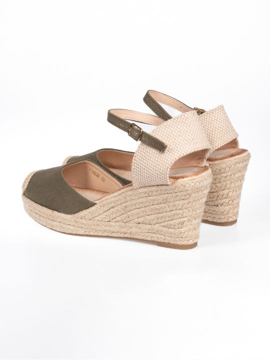 Issue Fashion Platforme dama în stil espadrile Verzi