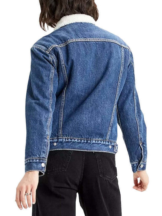 Lang Damen Jeansjacke Blau