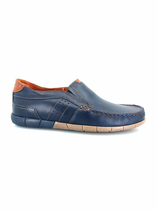 Boxer Men's Leather Boat Shoes Blue