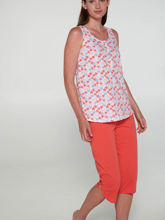 Vamp Summer Women's Pyjama Set Cotton Coral Berry