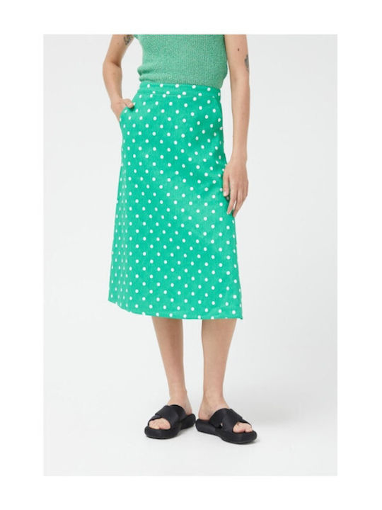 Compania Fantastica Fustă Midi Polka Dot în culoarea Verde