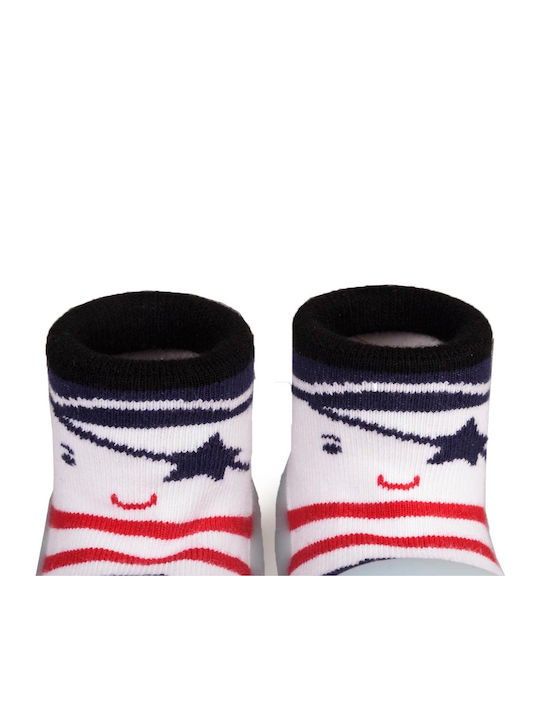 BigToes Kinder Haussocken White/Navy/Aqua