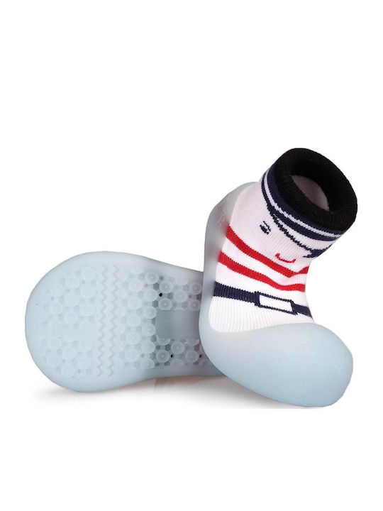 BigToes Kinder Haussocken White/Navy/Aqua