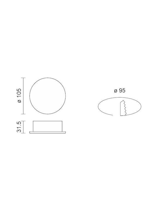 Spot Light Rotund Metalic Spot Încorporat cu LED Integrat și Lumină Alb Natural Alb 1buc