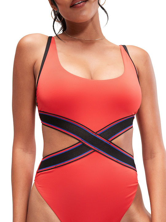 Speedo Solid Athletic One-Piece Swimsuit Watermelon