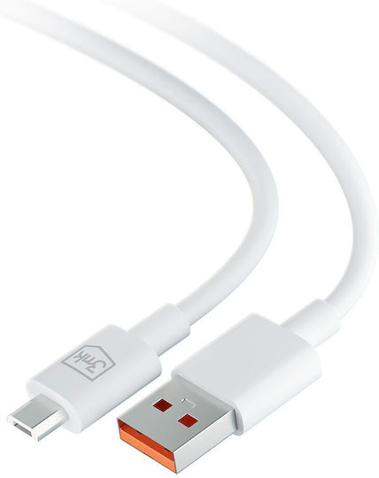 3MK Regular USB 2.0 to micro USB Cable Λευκό 1.2m