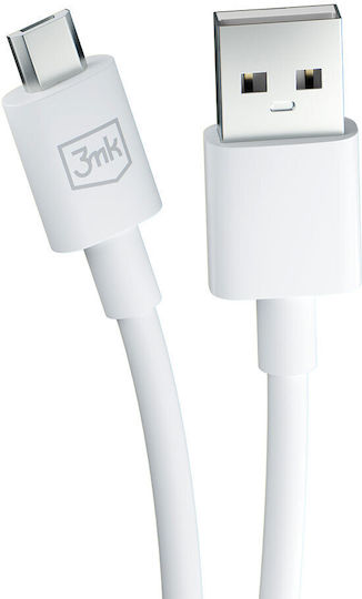 3MK Regular USB 2.0 to micro USB Cable Λευκό 1.2m