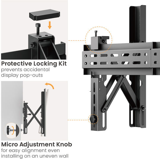 Brateck LVW02E-46T Wandhalterung für Fernseher mit Arm bis 70" und 70kg Schwarz