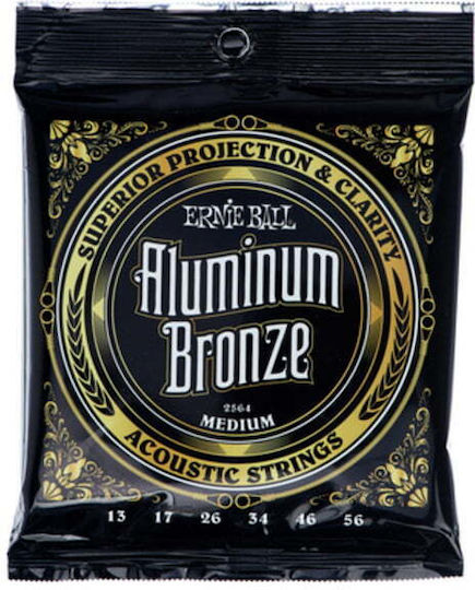 Ernie Ball Set of Aluminum Bronze Strings for Acoustic Guitar Aluminum Bronze Medium 13 - 56"