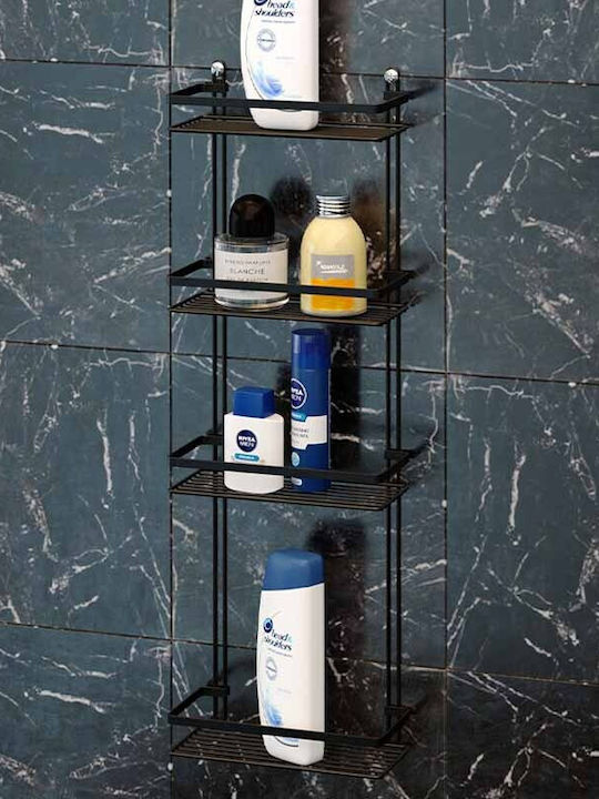 Tekno-Tel Wall Mounted Bathroom Shelf Metallic with 4 Shelves 25x11.5x75cm