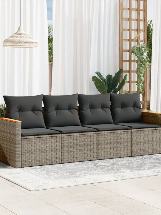 Canapea Cu Patru Locuri De Exterior Din Rattan Cu Perne 55x55x69cm