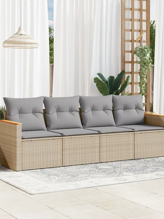 Canapea Cu Patru Locuri De Exterior Din Rattan Cu Perne 55x55x69cm
