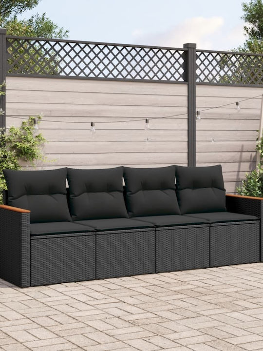 Canapea Cu Patru Locuri De Exterior Din Rattan Cu Perne 55x55x69cm