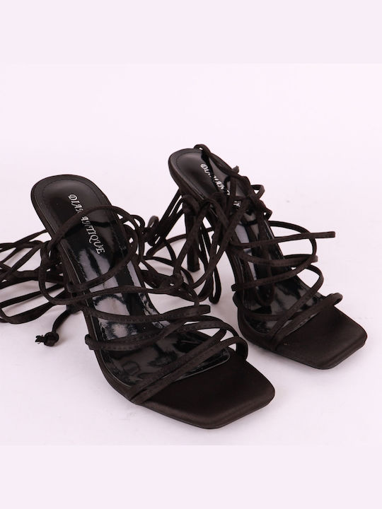 Diamantique Women's Sandals with Laces Black