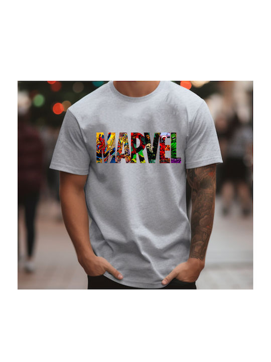 Fruit of the Loom Marvel Letters Original T-shirt Γκρι Βαμβακερό