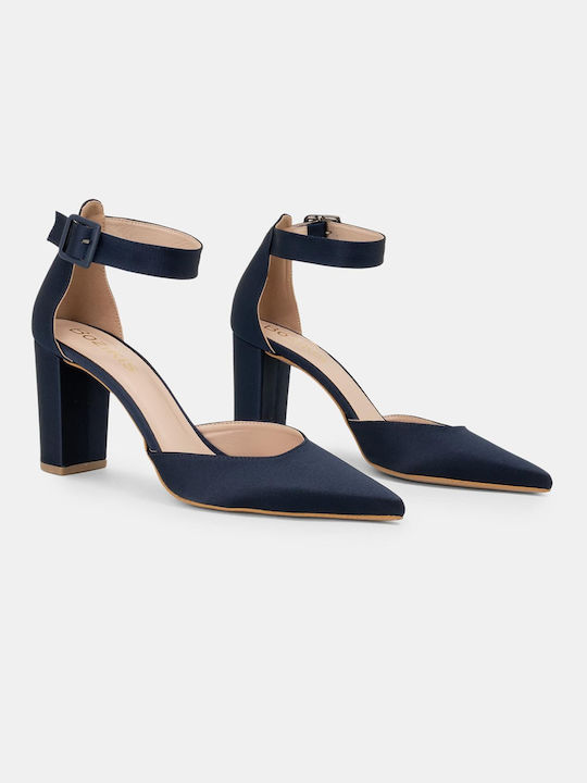 Bozikis Pointed Toe Blue High Heels with Strap