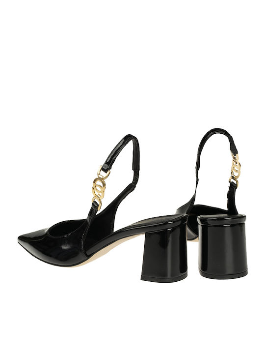 Synthetic Leather Black Medium Heels