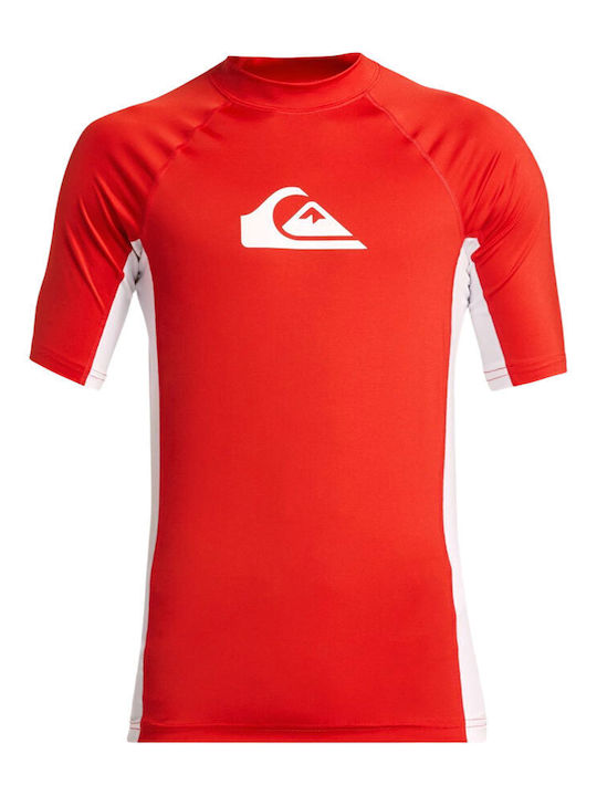 Quiksilver Men's Short Sleeve Sun Protection Shirt Red