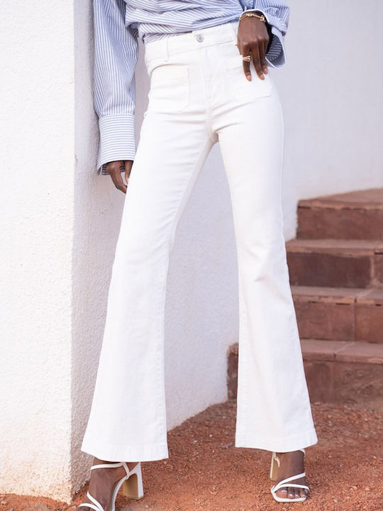 High Waist Women's Jean Trousers White