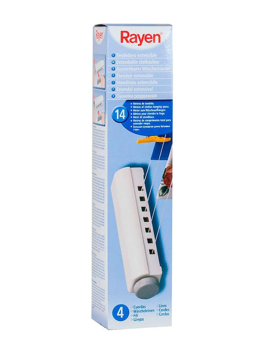 Rayen Plastic Folding Wall Mounted Clothes Drying Rack with Hanging Length 14m