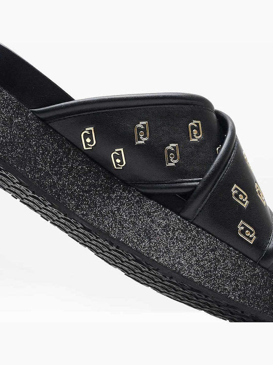 Frida Γυναικεία Σανδάλια Flatforms Μαύρα