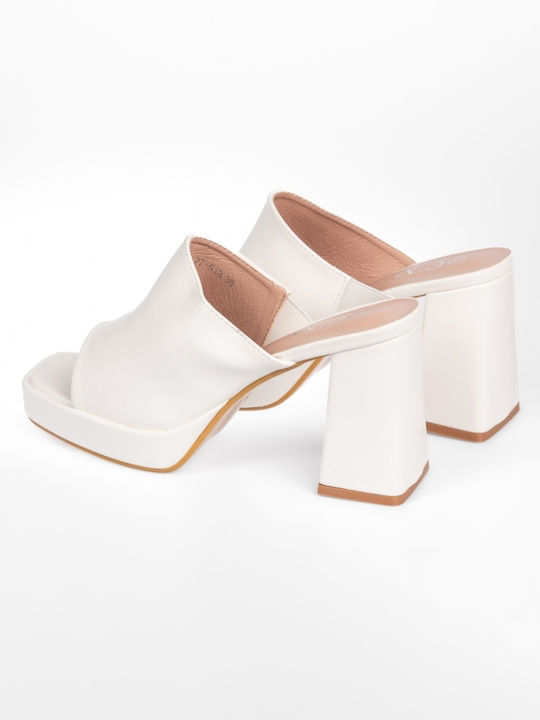 Issue Fashion Chunky Heel Mules White