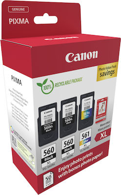 Canon PG-560 XL Photo Value Pack with 3 InkJet Printer Inks Black / Multiple (Color) (3712C012)