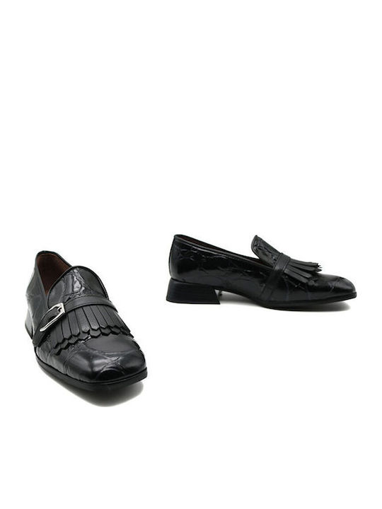 Δερμάτινα Γυναικεία Loafers σε Μαύρο Χρώμα