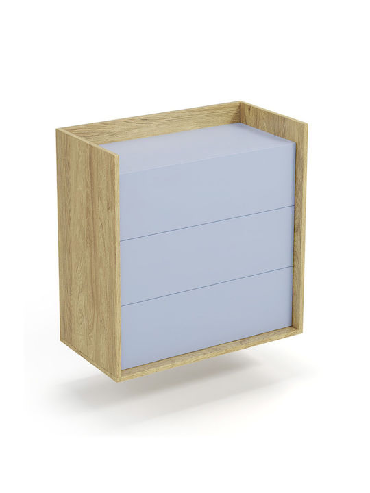 Kids Chest of Drawers Light Blue with 3 Drawers 78x41x83cm