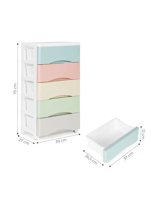 Comodă pentru copii Multicolor / cu 5 sertare 39x27x75buc