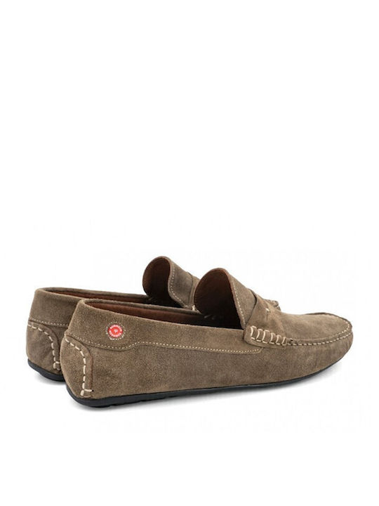 Suede Ανδρικά Μοκασίνια σε Καφέ Χρώμα