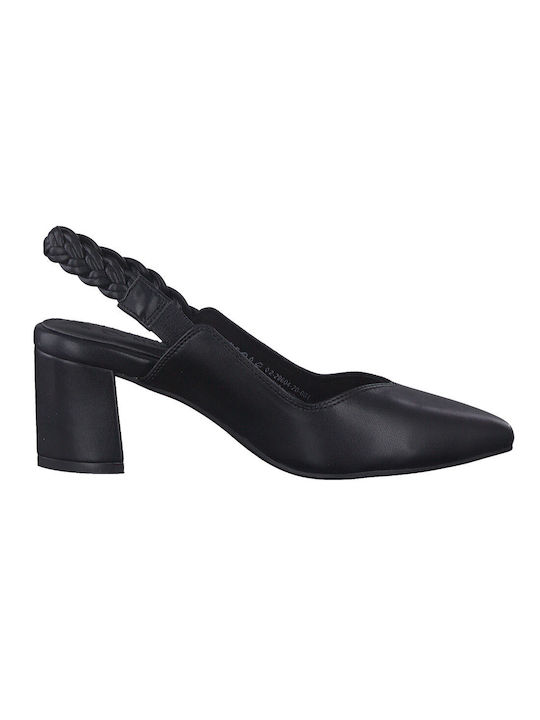 Marco Tozzi Pointed Toe Black Medium Heels with Strap