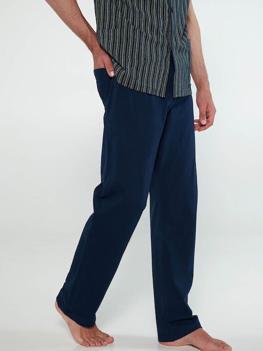 Vamp Καλοκαιρινή Ανδρική Πιτζάμα Βαμβακερή DarkBlue